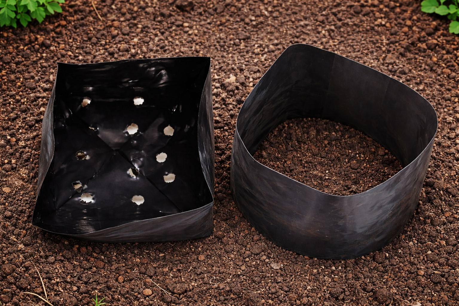 Пакеты для рассады с дном и без дна рядом для сравнения