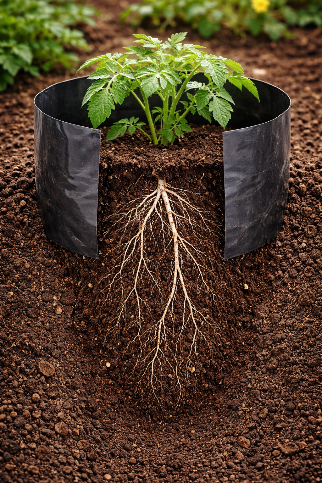 Пакет без дна для рассады при аккуратной пересадке растения