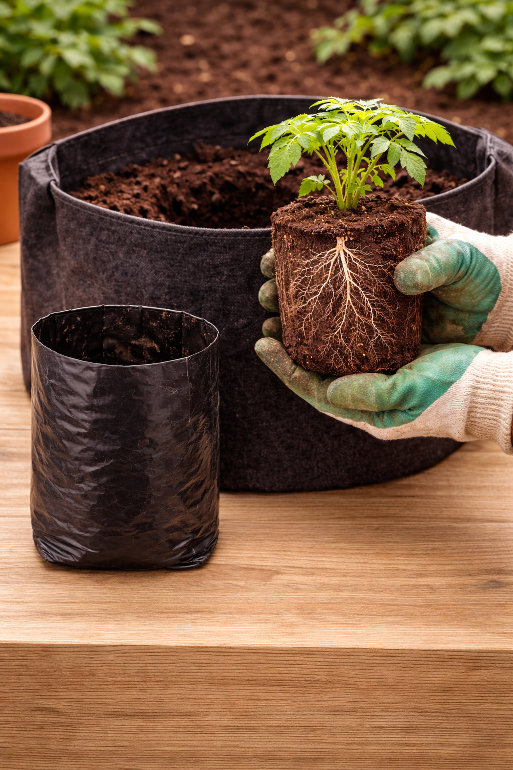 Земляной ком с плотными корнями при пересадке рассады