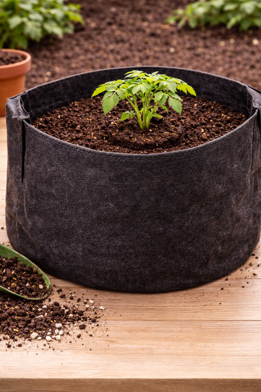 Перевалка рассады в больший пакет с сохранением земляного кома